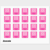 Sticker Carré Cœurs roses et blancs bubble gum (Feuille)