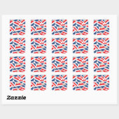 Sticker Carré Coeurs rouge, blanc et bleu Motif d'impression (Feuille)