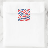 Sticker Carré Coeurs rouge, blanc et bleu Motif d'impression (Sac)