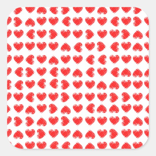 Sticker Carré Coeurs rouges (Devant)