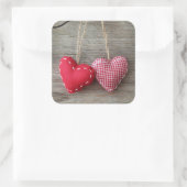 Sticker Carré Coeurs rouges en bois Tableau 2 (Sac)