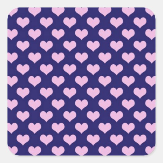 Sticker Carré Coeurs Violet Et Rose (Devant)