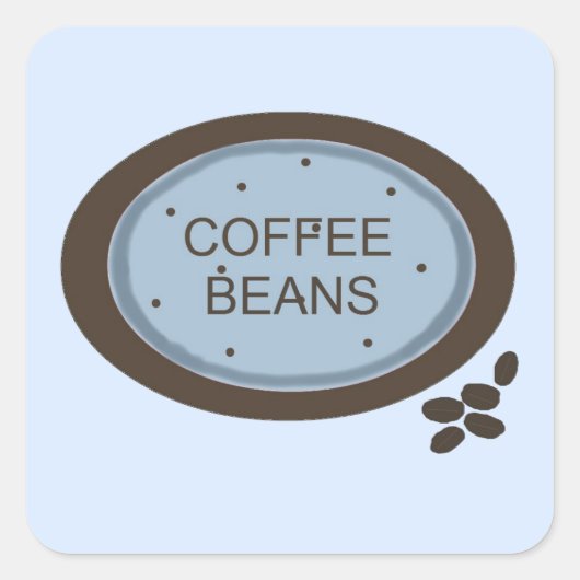 Sticker Carré Coffee Bean Connexion en bleu et Brown (Devant)