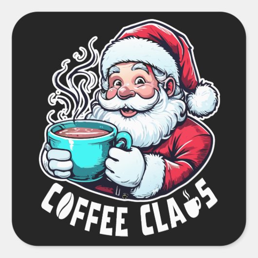 Sticker Carré Coffee Claus Santa Hot Drink (Devant)