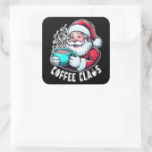 Sticker Carré Coffee Claus Santa Hot Drink (Sac)
