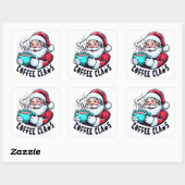 Sticker Carré Coffee Claus Santa Hot Teal Mug (Feuille)
