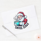Sticker Carré Coffee Claus Santa Hot Teal Mug (Enveloppe)