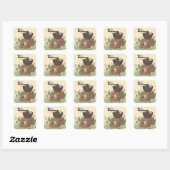 Sticker Carré Coffee Grinder & Kittens Illustration (Feuille)