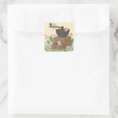 Sticker Carré Coffee Grinder & Kittens Illustration (Sac)