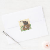 Sticker Carré Coffee Grinder & Kittens Illustration (Enveloppe)