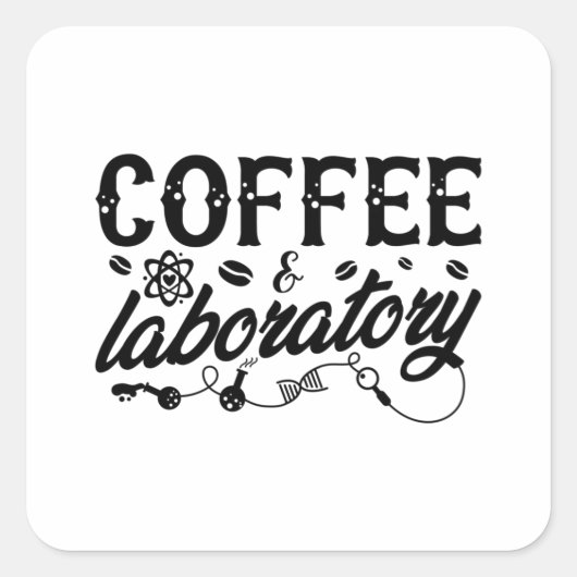 Sticker Carré Coffee & Laboratory Lab Tech Chemist Technician (Devant)