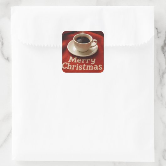 Sticker Carré Coffee On a Merry Christmas Blanket (Sac)