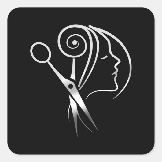 Sticker Carré Coiffeur Salon Barber Shop Logo (Devant)