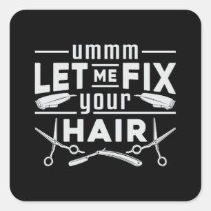 Sticker Carré Coiffeuse Styliste Barbier Ciseaux Coiffeur Cadeau