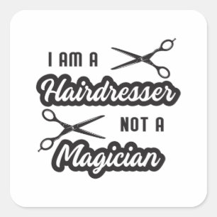Sticker Carré Coiffeuse Stylo Barber Ciseaux Coiffeur Idée cadea