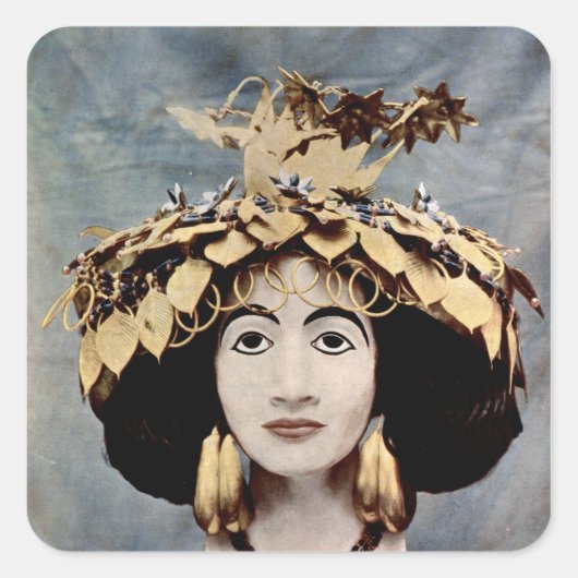 Sticker Carré Coiffure sumérienne portée par la reine Shub-ad (Devant)