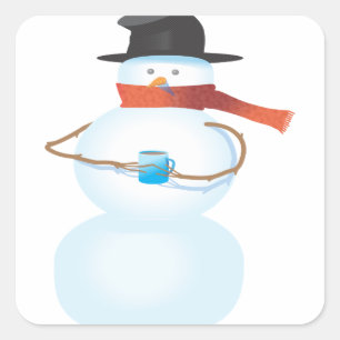 Sticker Carré Cold Snowman