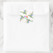 Sticker Carré Colibris Arc-En-Ciel Embrasser Une Fleur (Sac)