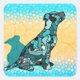 Sticker Carré Collage Abstrait Domingo le Chien ID106