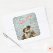 Sticker Carré Collage de baiser de couples de Saint-Valentin (Enveloppe)