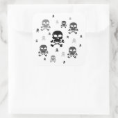 Sticker Carré Collage de crânes de dessin - Niveaux de gris (Sac)