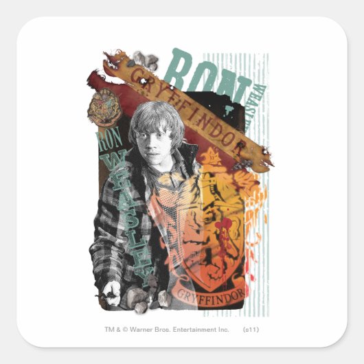 Sticker Carré Collage de Ron Weasley 1 (Devant)
