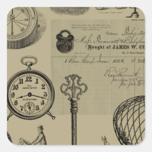 Sticker Carré Collage de Steampunk