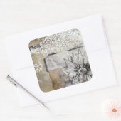 Sticker Carré Collage Fleur II (Enveloppe)