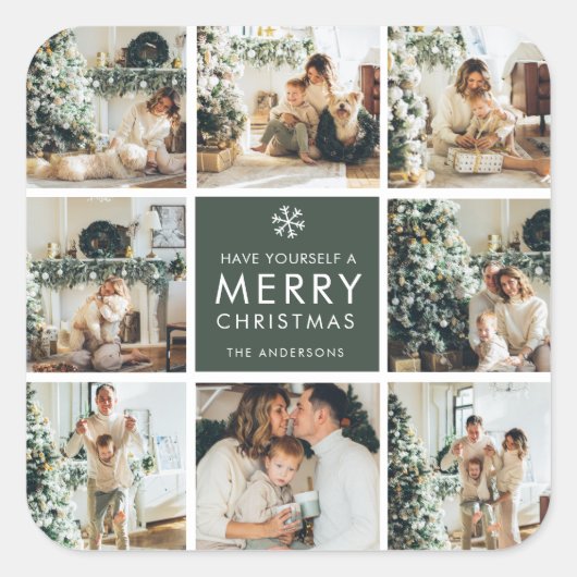 Sticker Carré Collage moderne “Joyeux Noël” Multi Photo (Devant)