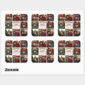 Sticker Carré Collage photo de Noël avec pin rustique (Feuille)