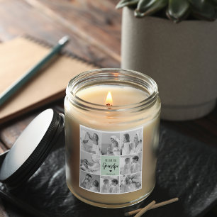 Sticker Carré Collage Photo Meilleur Grand-Père Ever Pastel Mint