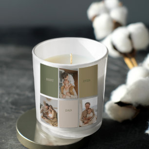 Sticker Carré Collage photo moderne Meilleur papa Jamais Cadeau