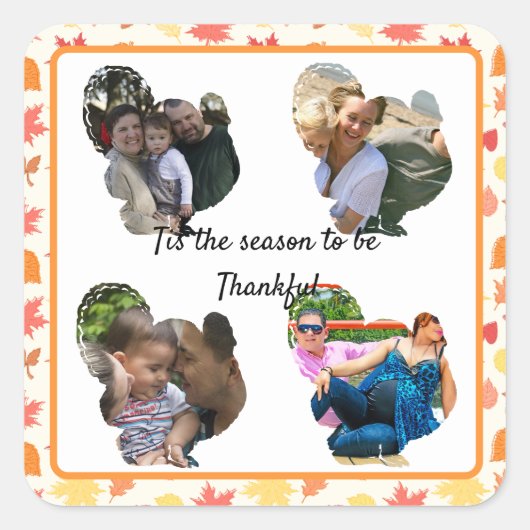 Sticker Carré Collage photo personnalisé de dinde graisseuse (Devant)