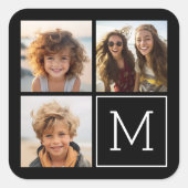 Sticker Carré Collage photo tendance noir et blanc avec Monogram (Devant)