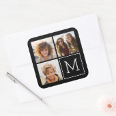 Sticker Carré Collage photo tendance noir et blanc avec Monogram (Enveloppe)
