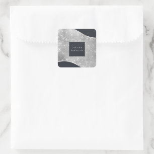 Sticker Carré collant carré luxueux à vague brillant argent