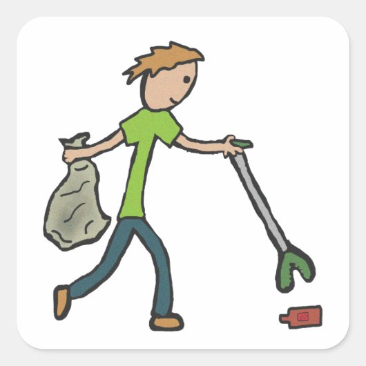 Sticker Carré Collecte de journaux et de dossiers (Devant)