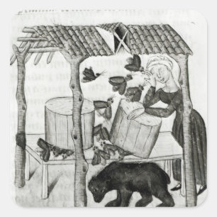 Sticker Carré Collecte de miel