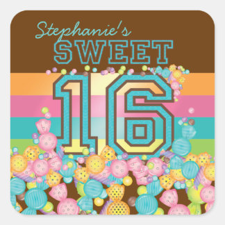 Sticker Carré Collection de bonbons colorés très doux Anniversai