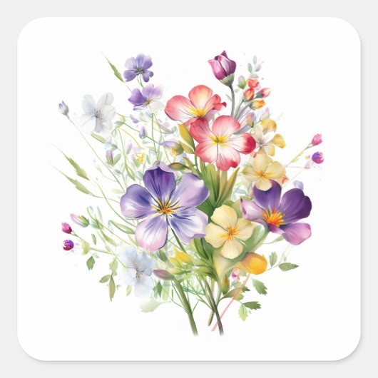 Sticker Carré collection de fleurs (Devant)
