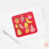 Sticker Carré Collection de fruits assorés Thunder_Cove (Enveloppe)