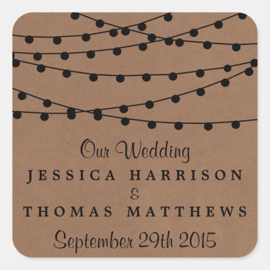 Sticker Carré Collection de Mariages Rustic Kraft (Devant)
