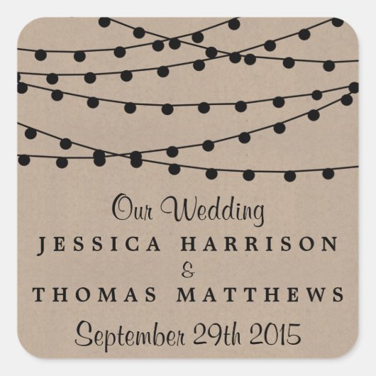 Sticker Carré Collection de Mariages Rustic Kraft (Devant)