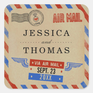 Sticker Carré Collection de Mariages Vintages Airmail
