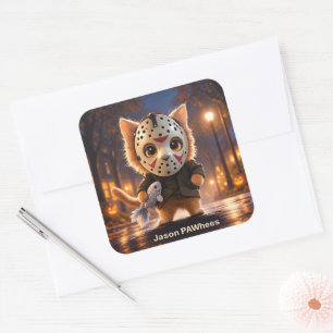 Sticker Carré Collection de méchants Chat de Halloween mignon