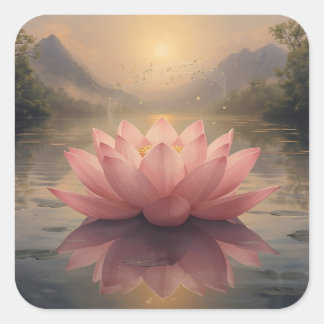 Sticker Carré Collection de peintures de fleurs de lotus