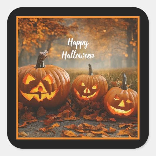 Sticker Carré Collection famille Citrouille éffrayante (Devant)