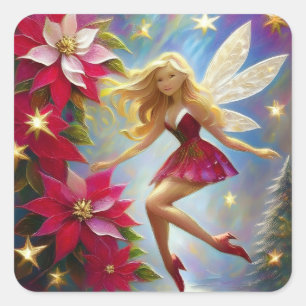 Sticker Carré Collection Fée de Noël - Cheveux Blond Miel