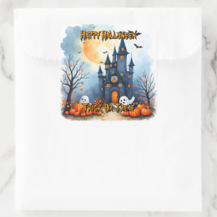 Sticker Carré Collection Halloween Mignonne et Tendance Épouvant