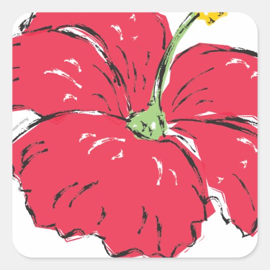STICKER CARRÉ COLLECTION HIBISCUS DE SINGAPOUR (Devant)